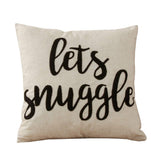 Fennco Styles Contemproary Lets Sunggle Embroidered Decorative Throw Pillow Cover & Insert 17 x 17 Inch - Natural Throw Pillow for Home, Couch, Living Room and Bedroom Décor