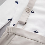 stylesilove Newborn Infant Toddler Sailor Boat Print Faux Suspender Formal Wear Baby Boy Romper