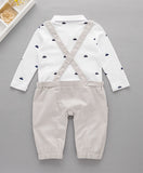 stylesilove Newborn Infant Toddler Sailor Boat Print Faux Suspender Formal Wear Baby Boy Romper