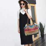 Canvas Handbag Multi-Color Striped Lattice Cross Body Shoulder Purse Bag Tote-Handbag for Women | Striped
