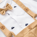 stylesilove Newborn Infant Toddler Sailor Boat Print Faux Suspender Formal Wear Baby Boy Romper