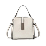 Genuine Leather Bucket Crossbody Shoulder Purse for Women | Scratch-Resistant Cowhide, 5 Pockets, Magnetic Snap, Silver Hardware, 3-Way Carry, Lightweight, Ideal Gift