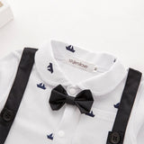 stylesilove Newborn Infant Toddler Sailor Boat Print Faux Suspender Formal Wear Baby Boy Romper
