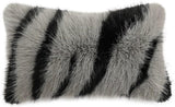 Fennco Styles Zebra Stripe Faux Fur Animal Design Decorative Throw Pillow Cover 18" W x 18" L – Grey Plush Cushion Case for Couch, Bedroom, Living Room and Office Décor