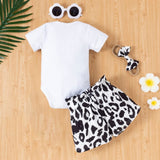 stylesilove Infant Baby Girls Little Sister Bodysuit and Dalmatian Dot Shorts, Bow Headband 3pcs Short Sleeve Cotton Outfit