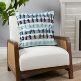 Fennco Styles Boho Striped Fringe Cotton Decorative Throw Pillow 20" W X 20" L – Blue Textured Cushion for Couch, Sofa, Bedroom, Office and Living Room Décor