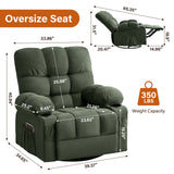 Massage Swivel Recliner Chair with Vibration Massage and Lumbar Heating for Adults,350LBS Oversized Rocker Recliner Single Sofa with Side Pocket,cup holder and USB Charge Port for Living Room