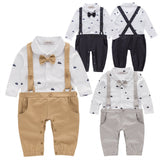 stylesilove Newborn Infant Toddler Sailor Boat Print Faux Suspender Formal Wear Baby Boy Romper