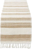Fennco Styles Farmhouse Cotton Jute Table Runner with Tassel Fringe 14 x 72 Inch - Rustic Natural and Ivory Woven Table Cover for Kitchen, Dining Room, Everyday Use and Seasonal Entertaining