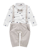 stylesilove Newborn Infant Toddler Sailor Boat Print Faux Suspender Formal Wear Baby Boy Romper