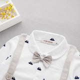 stylesilove Newborn Infant Toddler Sailor Boat Print Faux Suspender Formal Wear Baby Boy Romper