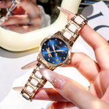 OLEVS Watches for Women Automatic Mechanical Self Winding Rose Gold Ladies Watch Diamond Dress Ceramic Bracelet Waterproof Female Wrist Watch