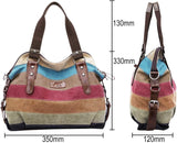 Canvas Handbag Multi-Color Striped Lattice Cross Body Shoulder Purse Bag Tote-Handbag for Women | Striped