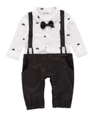 stylesilove Newborn Infant Toddler Sailor Boat Print Faux Suspender Formal Wear Baby Boy Romper