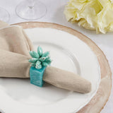 Fennco Styles Beaded Enchanted Bloom Resin Napkin Rings, Set of 4