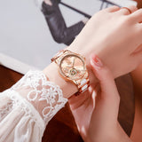OLEVS Watches for Women Automatic Mechanical Self Winding Rose Gold Ladies Watch Diamond Dress Ceramic Bracelet Waterproof Female Wrist Watch