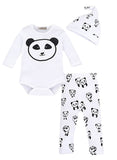 stylesilove Baby Cute Animal Print Cotton Overalls Romper, Pants and Hat 3-Piece