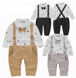 stylesilove Newborn Infant Toddler Sailor Boat Print Faux Suspender Formal Wear Baby Boy Romper