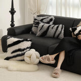Fennco Styles Zebra Stripe Faux Fur Animal Design Decorative Throw Pillow Cover 18" W x 18" L – Grey Plush Cushion Case for Couch, Bedroom, Living Room and Office Décor