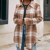 Women's Loose Casual Lapel Plaid Shirt Jacket