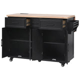 K&K 56.5'' Kitchen Island with Drop Leaf and Power Outlet