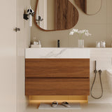 29.9" Modern Floating Bathroom Vanity with Faux Marble Top