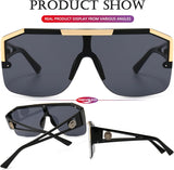 Square Oversized Sunglasses Flat Top Shield Sun Glasses for Men Women One Lens Square Shades