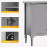 Mid Century Wood Buffet Sideboard, Grey Wash, 59-Inch Wide