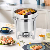 2-Pack 7-Quart Stainless Steel Round Soup Chafing Dish Set