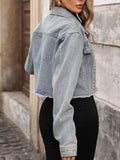 Studded Raw Hem Denim Jacket