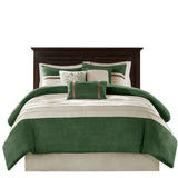 7 Pc Faux Suede Comforter Set Green King