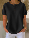 Women's Round Neck Solid Color Pullover Loose Top | Long & Short Sleeve