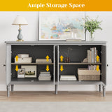 Mid Century Wood Buffet Sideboard, Grey Wash, 59-Inch Wide