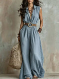 Full Size Sleeveless Wide Leg Jumpsuit Plus Size