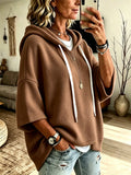 Women's Oversized Batwing Sleeve Hoodie – Loose Fleece Pullover