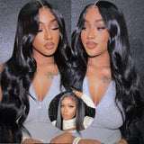 "Natural Black Body Wave HD Lace Closure Wig - Ready-to-Wear, Glueless, Pre-Plucked, 180% Density"