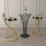 Football Print Bar Stools Set of 2, Counter Height, Gold Frame, Creamy White Velvet
