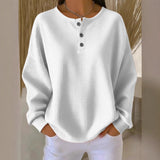 Women's Round Neck Solid Color Pullover Loose Top | Long & Short Sleeve