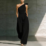 Women's Sleeveless Halter Neck Cinched Waist Slim Jumpsuit – 6 Colors S–2XL