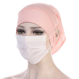 NEW Soft Cotton Hijab Breathable Turban Tie Under Scarf Elegant Ear Hole Stretch Inner Hijabs Lightweight Turban Round Front Under Hijab Caps Female Turban Bonnet