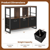 6-Cube Industrial Bookshelf with Storage Bins & Metal Frame