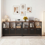 6-Cube Industrial Bookshelf with Storage Bins & Metal Frame