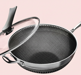 13.3″ Stainless Steel Wok Pan with Lid & Spatula – Nonstick – All Cooktops