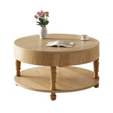 Coffee Table with Dual Storage - Natural Wood, 31.5" Round