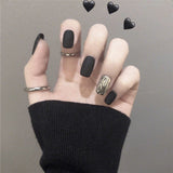 Fashionable Blue and Graffiti Pattern Fake Nails