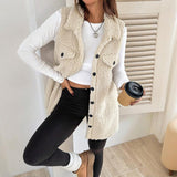 Wool-Like Sleeveless Vest with Lapel