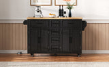 K&K 56.5'' Kitchen Island with Drop Leaf and Power Outlet