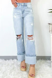 Beau Blue Light Wash Distressed Flare Jeans