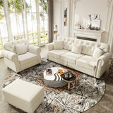 Upholstered Velvet Sofa with Nailhead Trim and Ottoman
