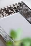 Antique Rectangle Mirror with Floral Accents - Pearl Silver